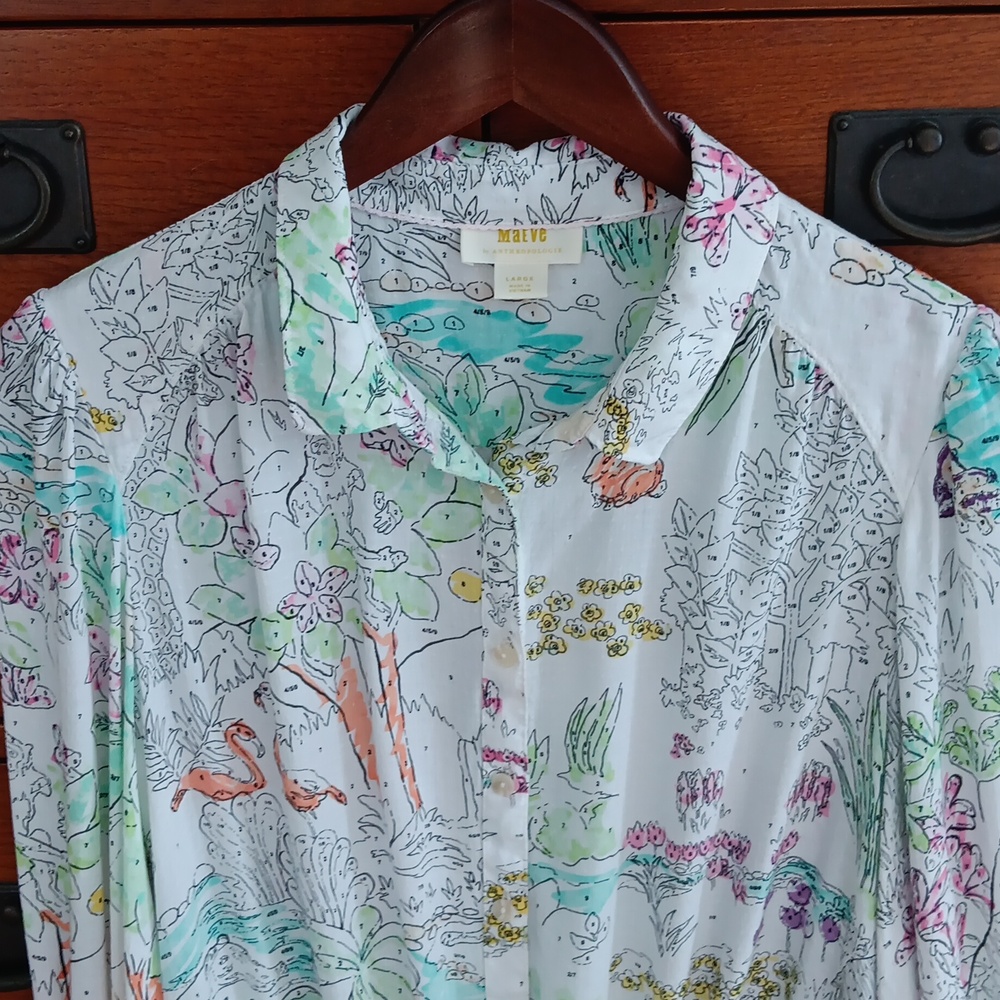 Anthropologie Maeve Paint By Numbers blouse, Large, Excellent Used Condition - Picture 3 of 11